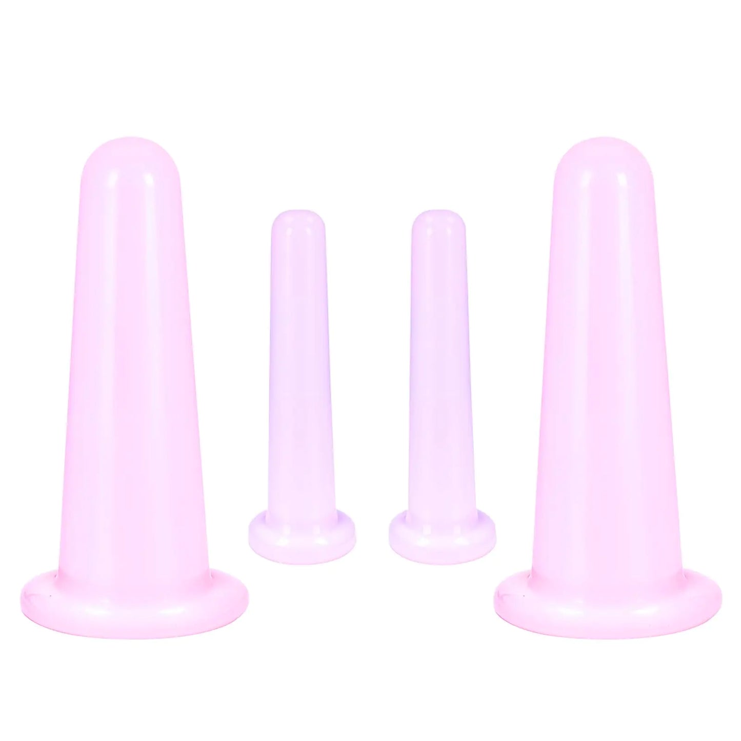 Dimeho 4 Pcs Facial Cupping Set Silicone Vacuum Cupping Cups Facial Cupping Treatment Anti Aging Beauty Tool for Face and Eye Cupping Massage (Pink 2 Small + 2 Large)