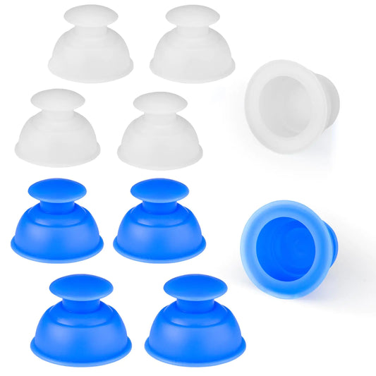 Silicone Cupping Therapy Sets 10pcsProfessional Vacuum Cupping for Myofascial Massage/Joint Pain/Anti Cellulite/Deep Muscle Relief & More(10pcsWhite+Blue)