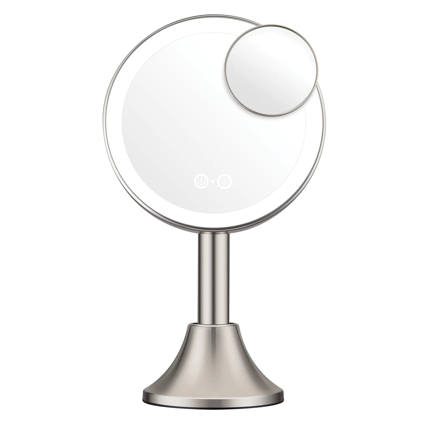 Conair Lighted Makeup Mirror LED Vanity Mirror 1X/10X Magnifying Mirror with Handheld Feature Corded or Cordless in Brushed Nickel