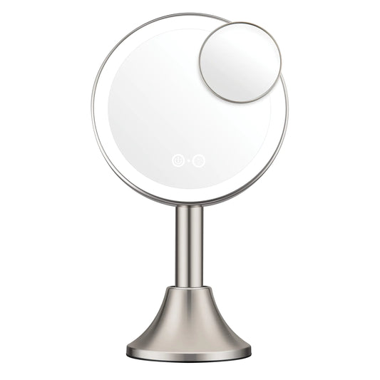 Conair Lighted Makeup Mirror LED Vanity Mirror 1X/10X Magnifying Mirror with Handheld Feature Corded or Cordless in Brushed Nickel